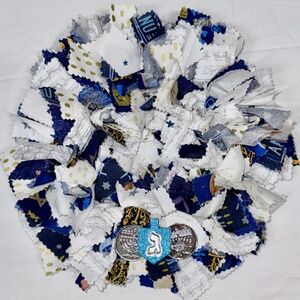HANUKKAH RAG WREATH 8" HANDCRAFTED CANDLE RING TABLE DECOR BEAUTIFUL GIFT UNIQUE